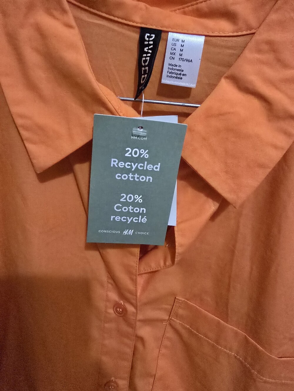 H&M Orange Women's Casual Button-Down Shirt - Picture 3 of 8